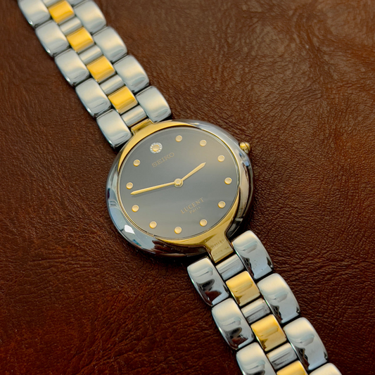 Seiko Lucent Oversized Women's Watch featuring blue dial and steel bracelet; vintage watch product image 1.