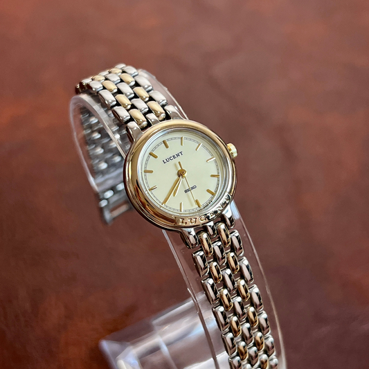 Seiko Lucent Two Toned Women's Watch featuring steel bracelet; vintage watch product image 1.