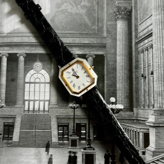 Seiko Two Tone Octagonal Woman's Watch, front view of a vintage women's watch at Gilded Hour.
