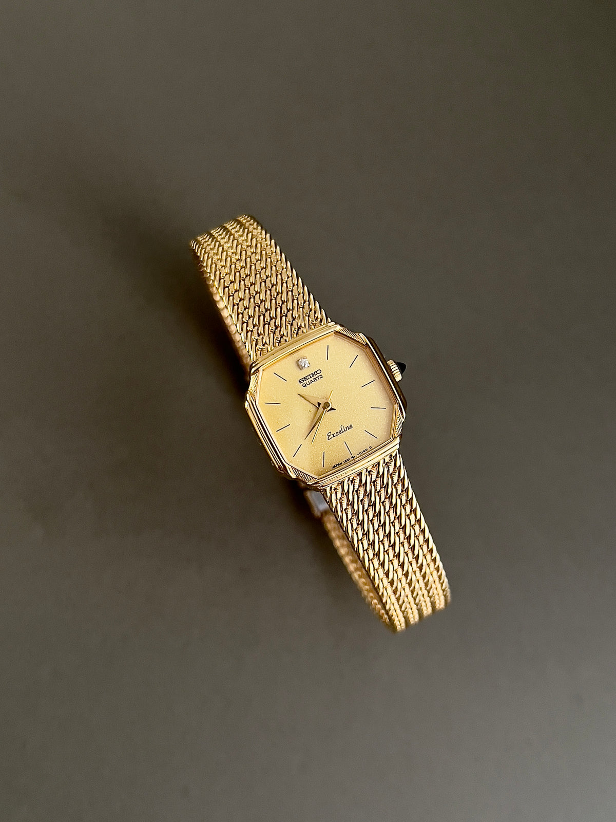 Seiko Octo Gold Toned Woman's Watch, box set of a vintage women's watch at Gilded Hour.