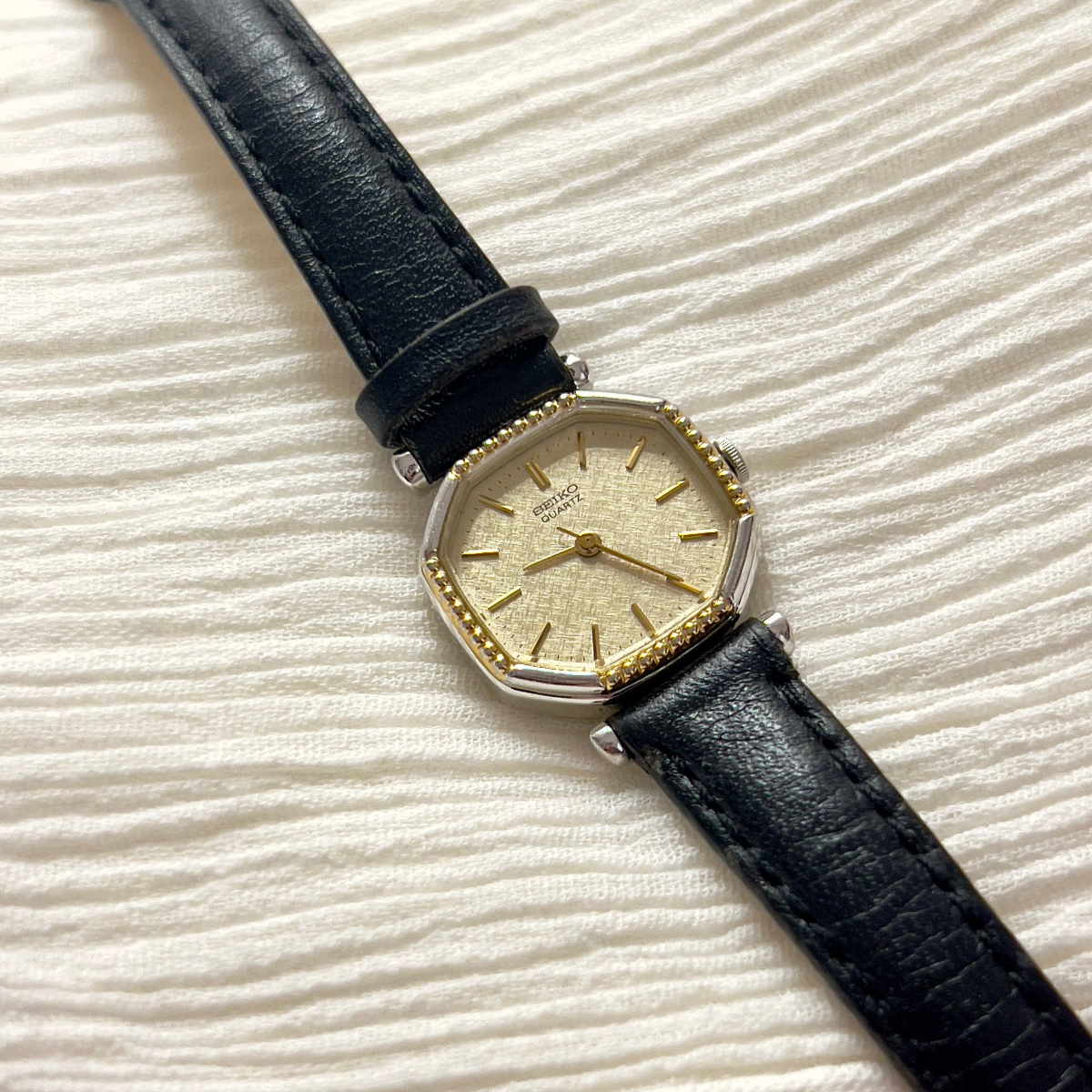Seiko Octagonal Beaded Bezel Two Tone Women's Watch — product photograph 1