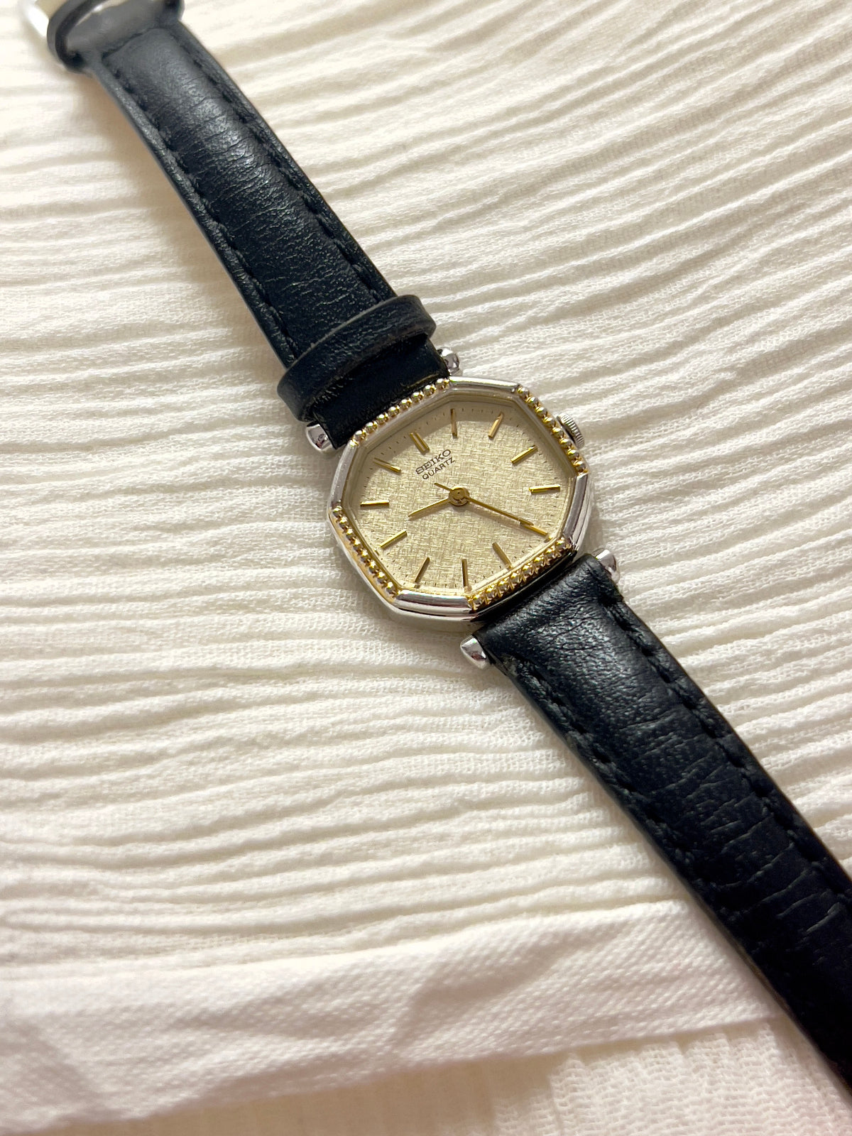 Seiko Octagonal Beaded Bezel Two Tone Women's Watch — product photograph 2
