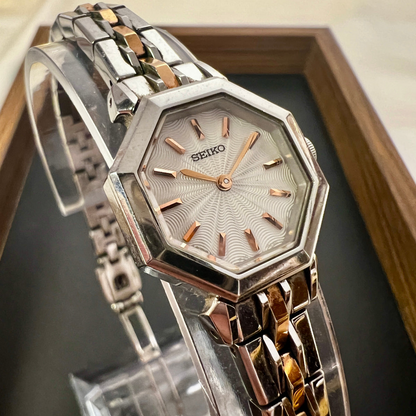 Seiko Octagonal Textured Dial Two Tone Women's Watch — product photograph 1