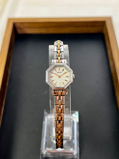 Seiko Octagonal Textured Dial Two Tone Women's Watch — product photograph 2