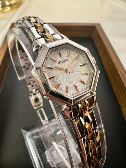 Seiko Octagonal Textured Dial Two Tone Women's Watch — product photograph 3