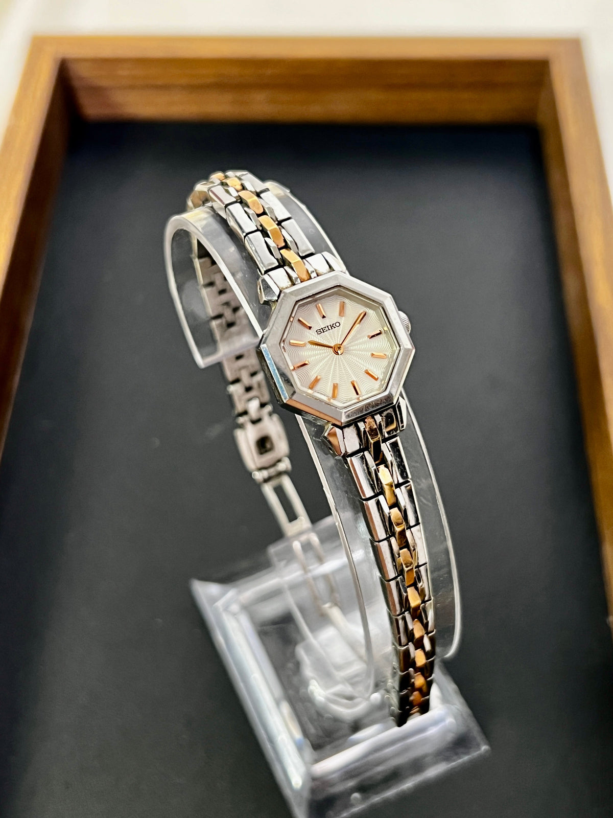 Seiko Octagonal Textured Dial Two Tone Women's Watch — product photograph 4