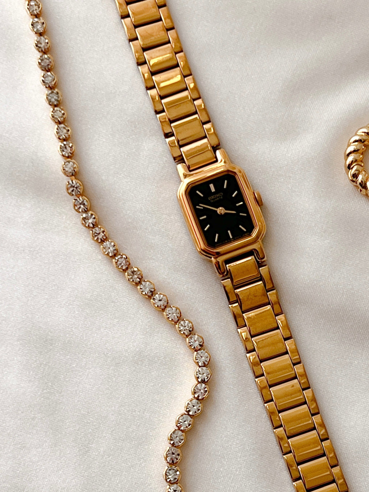 Seiko Petite Black Dial Octagonal Watch, product photograph 3.