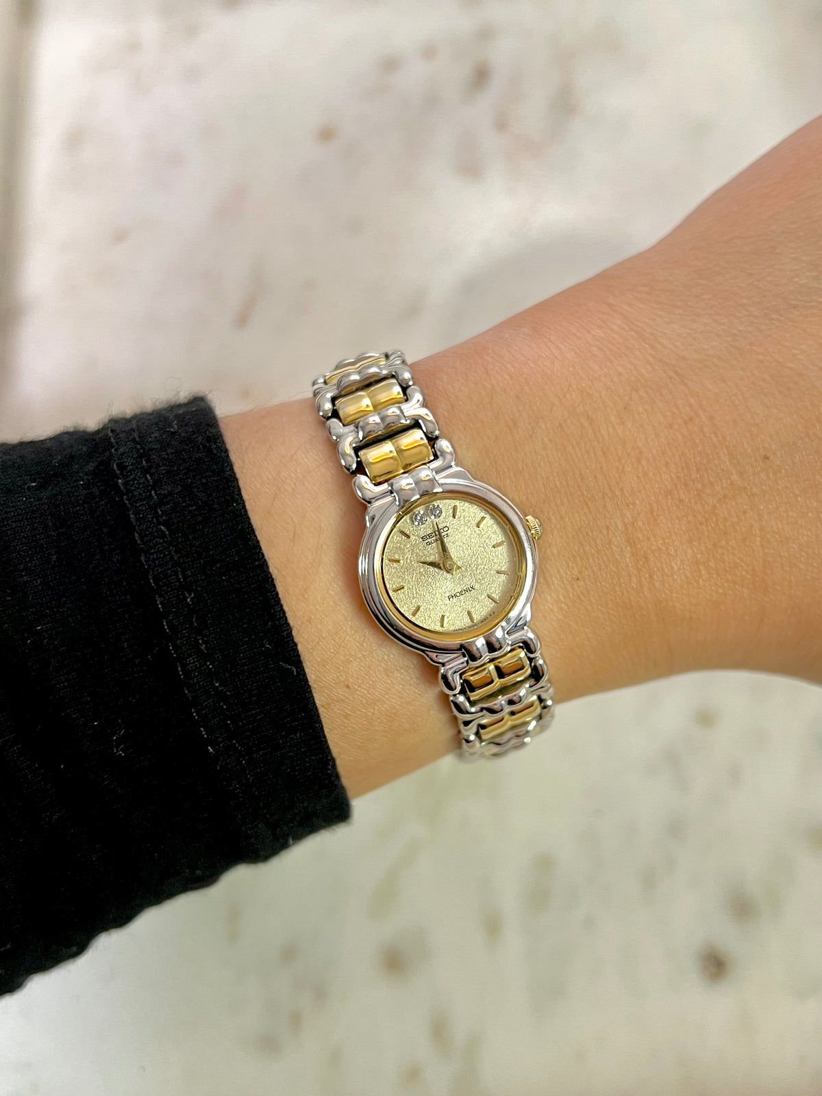 seiko phoenix two tone textured dial watch watch, view 2.