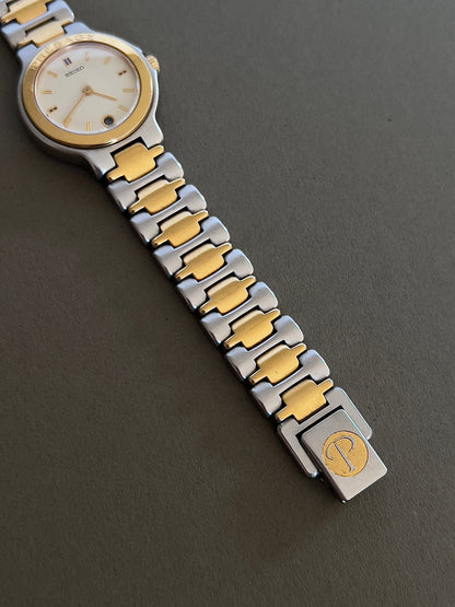 Seiko Presage Date Dial Two Tone Women’s Watch featuring integrated two tone bracelet; vintage watch product image 6.