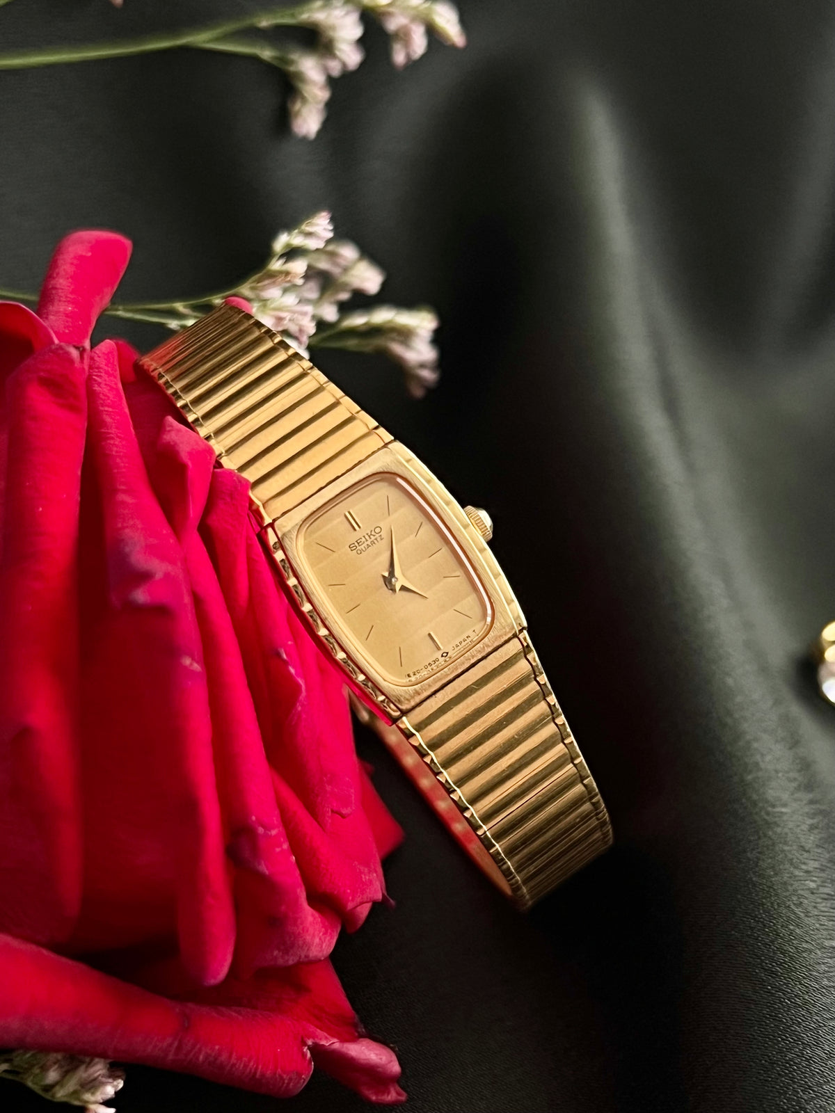 Seiko Rectangular Womens Watch with Gold Integrated Bracelet, product view 2.