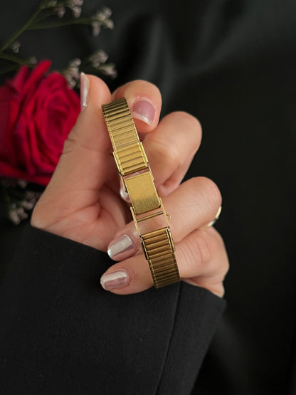 Seiko Rectangular Womens Watch with Gold Integrated Bracelet, product view 4.