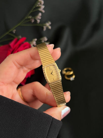 Seiko Rectangular Womens Watch with Gold Integrated Bracelet, product view 5.