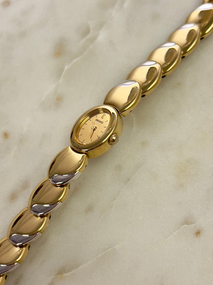 Seiko Tisse Oval Sculpted Two Tone Women's Watch — product photograph 6, Gilded Hour NZ.