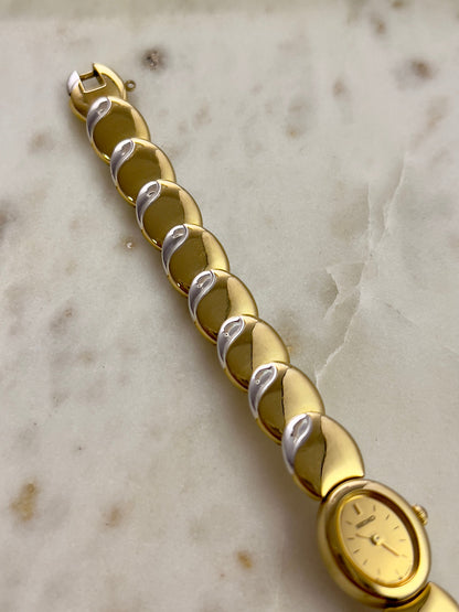 Seiko Tisse Oval Sculpted Two Tone Women's Watch — product photograph 8, Gilded Hour NZ.