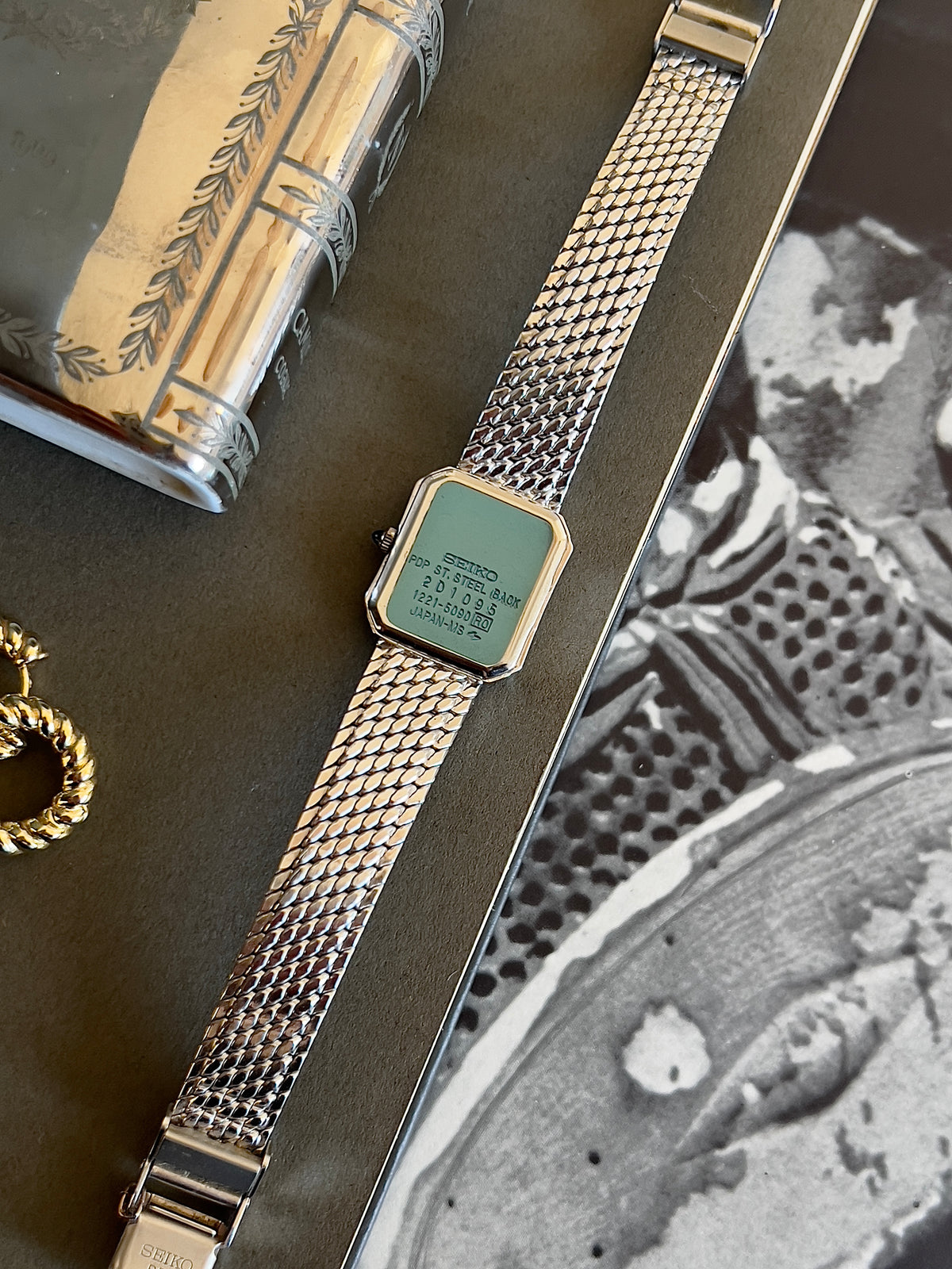 Seiko Exceline Pinched Cushion Two Tone Women's Watch — product photograph 4, Gilded Hour NZ.