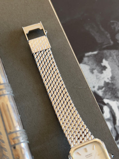 Seiko Exceline Pinched Cushion Two Tone Women's Watch — product photograph 5, Gilded Hour NZ.