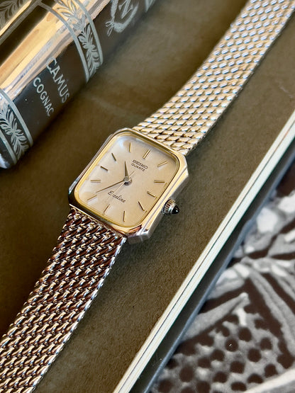 Seiko Exceline Pinched Cushion Two Tone Women's Watch — product photograph 7, Gilded Hour NZ.