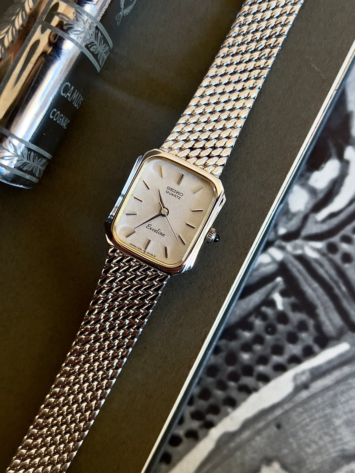 Seiko Exceline Pinched Cushion Two Tone Women's Watch — product photograph 8, Gilded Hour NZ.