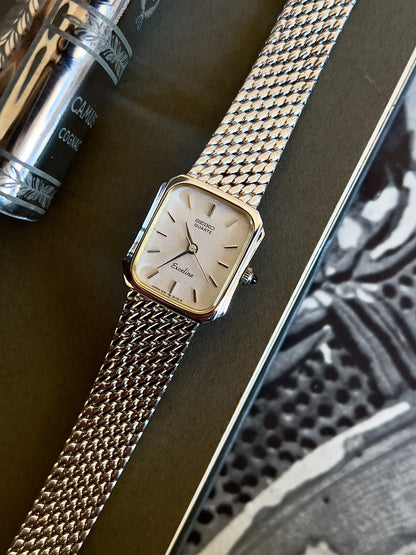 Seiko Exceline Pinched Cushion Two Tone Women's Watch — product photograph 8, Gilded Hour NZ.