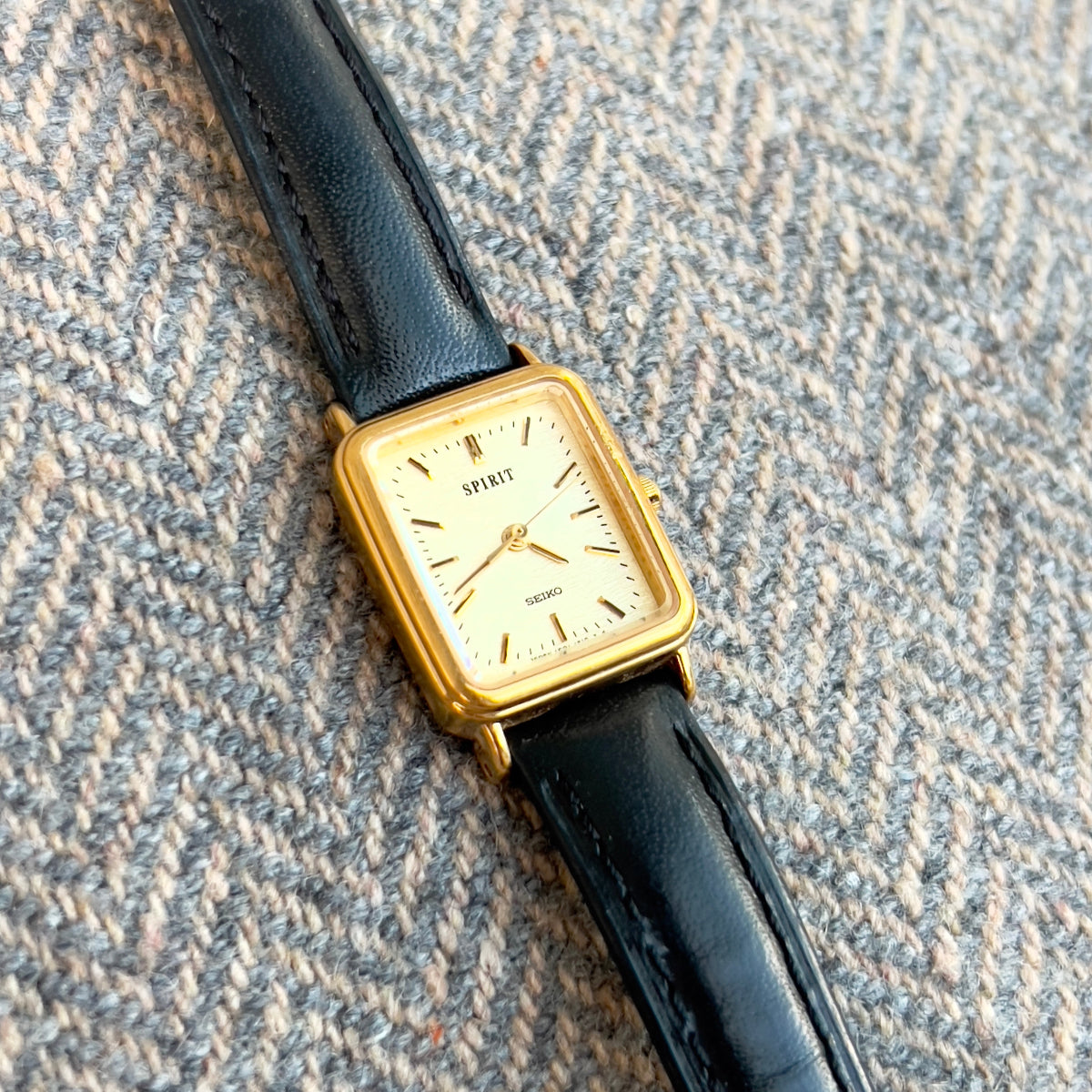 Seiko Spirit Cream Dial Gold Tone Tank Women's Watch | Product photograph 2