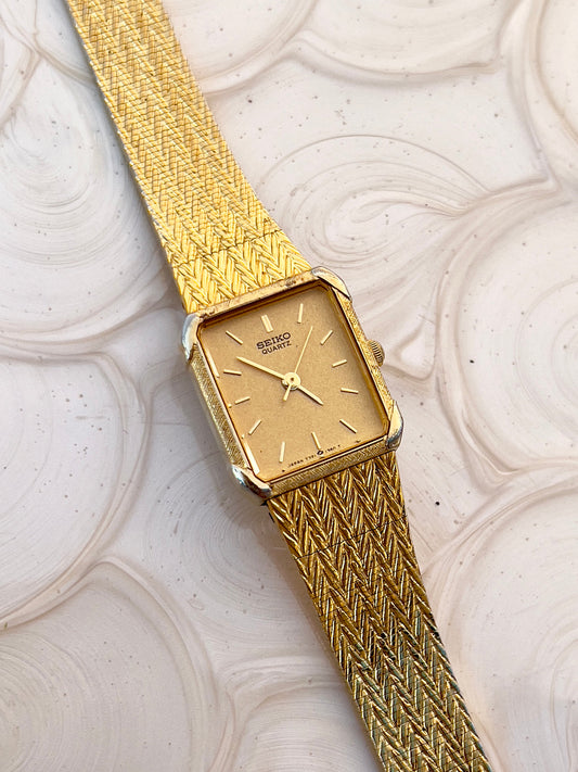 Seiko Tank Gold Toned Woman's Watch, product photograph 1.