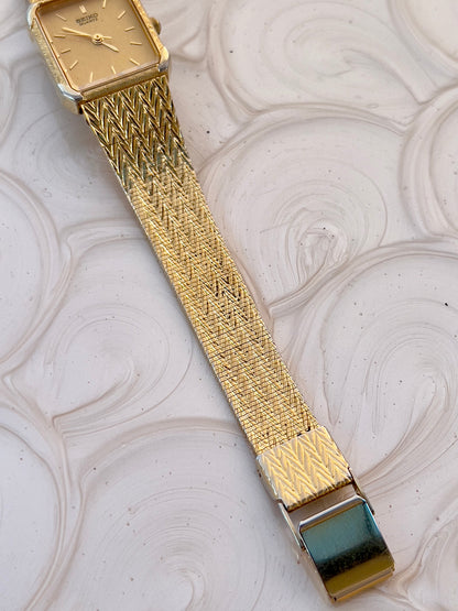 Seiko Champagne Dial Gold Tone Herringbone Tank Women's Watch — product photograph 2