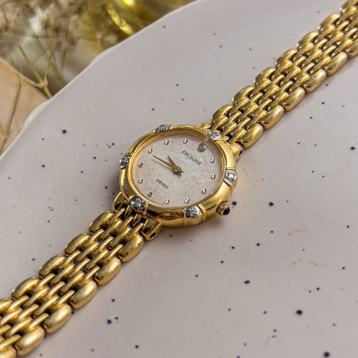 Seiko Exceline Gold Women's Watch with Diamonds, product photograph 3.