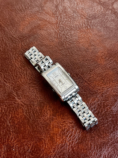 Seiko Exceline Woven Dial Tank Watch 1F20-0AN0, product photograph 3.