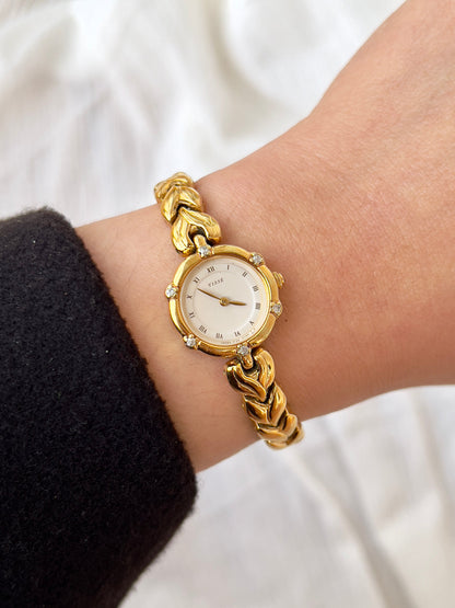 Seiko Tisse Woman's Watch with Diamonds and Leaf Pattern Bracelet, product photograph 3.