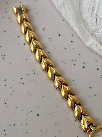 Seiko Tisse Woman's Watch with Diamonds and Leaf Pattern Bracelet, product photograph 4.