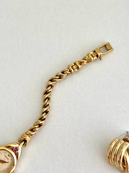 Seiko Tissé Ruby Accent Rope Bracelet Women’s Watch, box set of a vintage women's watch at Gilded Hour.