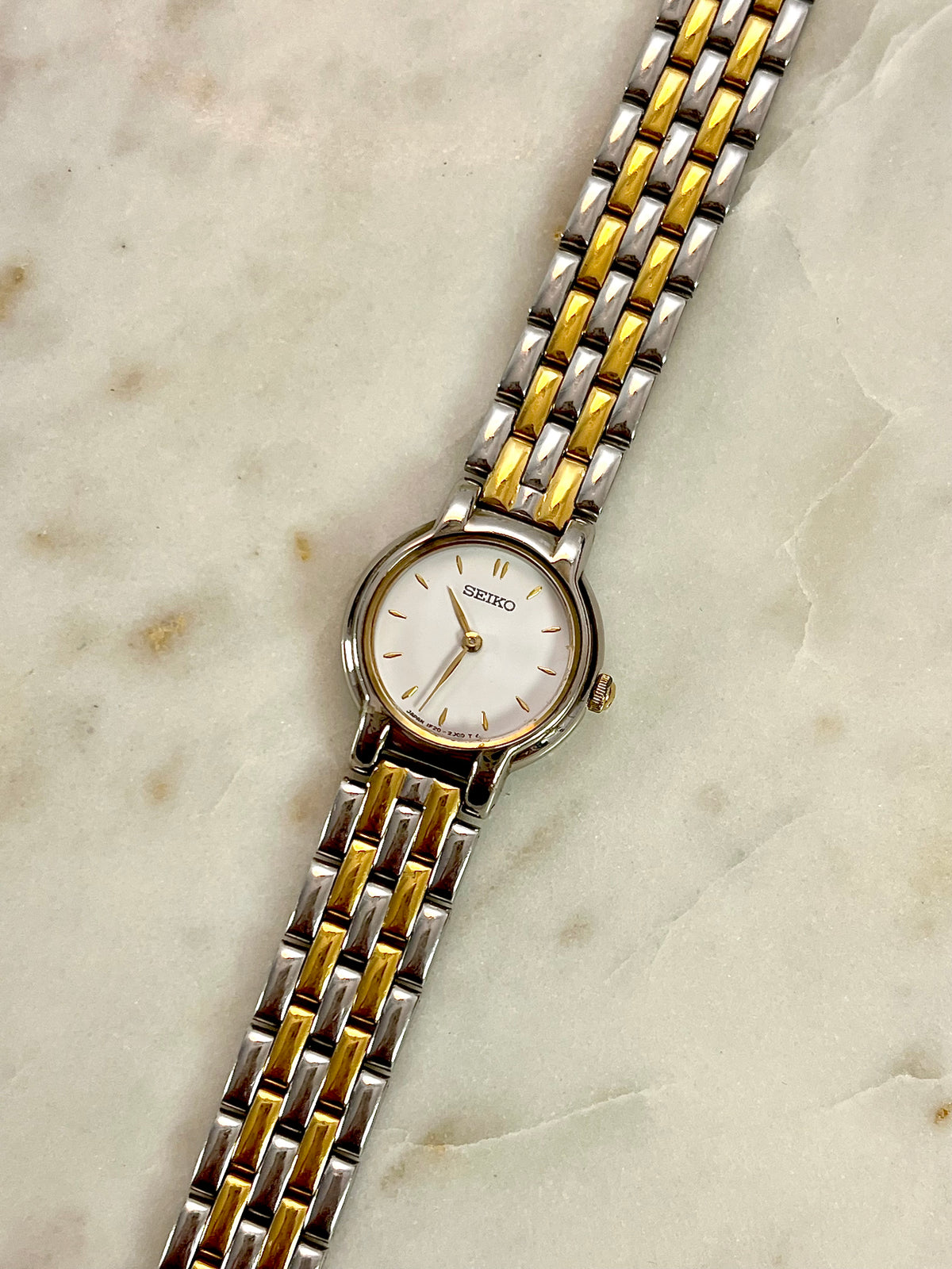 seiko two tone white dial bracelet watch watch, view 6.