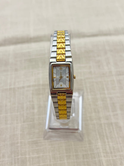 Seiko Two Toned Woman's Tank Watch, wrist shot of a vintage women's watch at Gilded Hour.