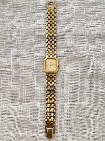 Seiko Gold Tone Tank Link Bracelet Women's Watch | Product photograph 6