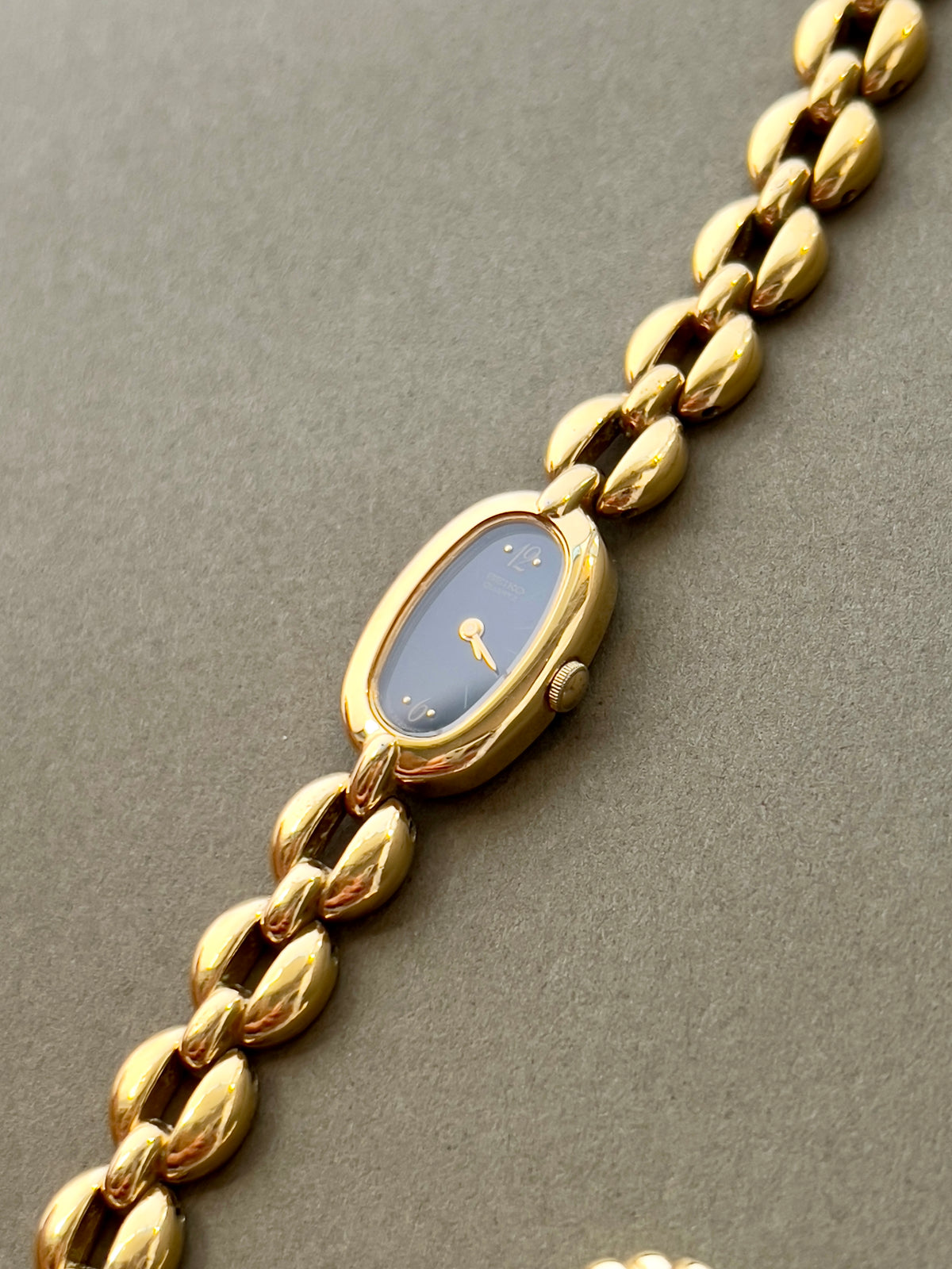 Seiko Black Dial Gold Tone Capsule Women's Watch — product photograph 9, Gilded Hour NZ.