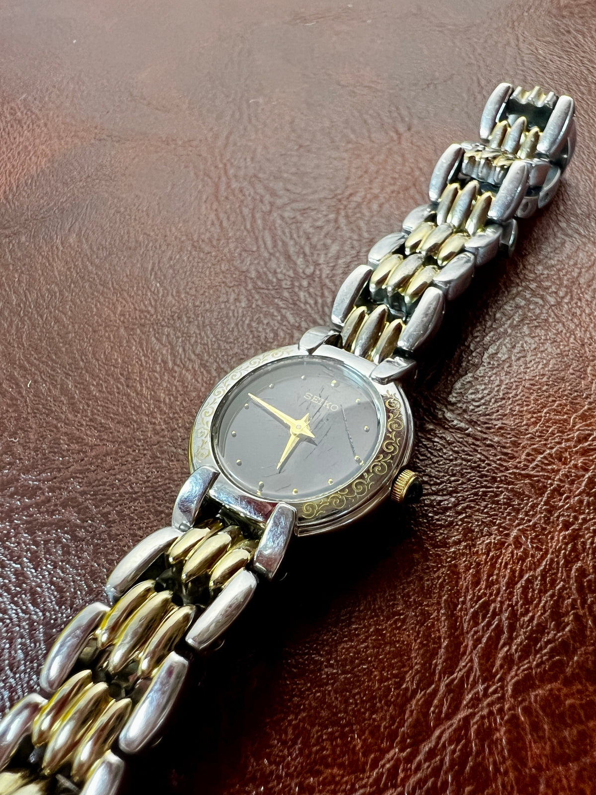 Seiko Blue Dial Engraved Case Watch, product photograph 4.