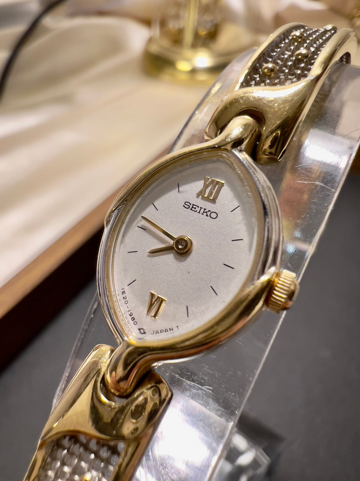 Seiko Tissé Oval Roman Dial Two Tone Bangle Women's Watch — product photograph 3