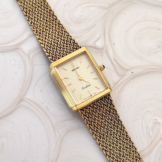 Seiko Tank Gold Toned Woman's Watch, product photograph 1.