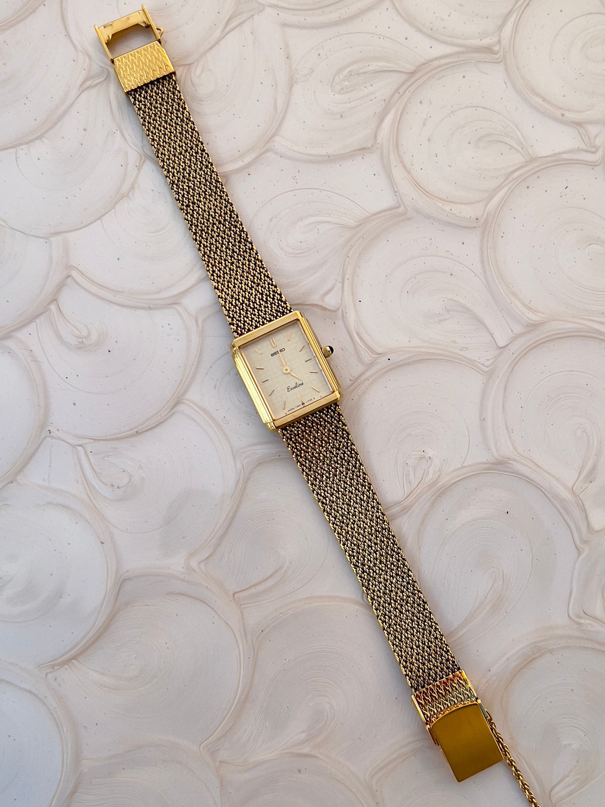Seiko Exceline Champagne Dial Gold Tone Tank Women's Watch — product photograph 2