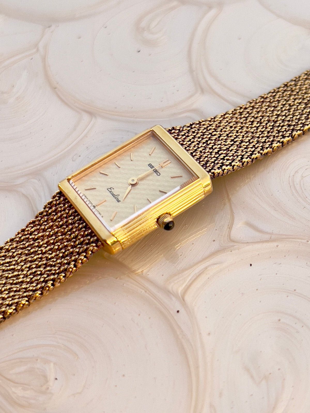 Seiko Exceline Champagne Dial Gold Tone Tank Women's Watch — product photograph 5