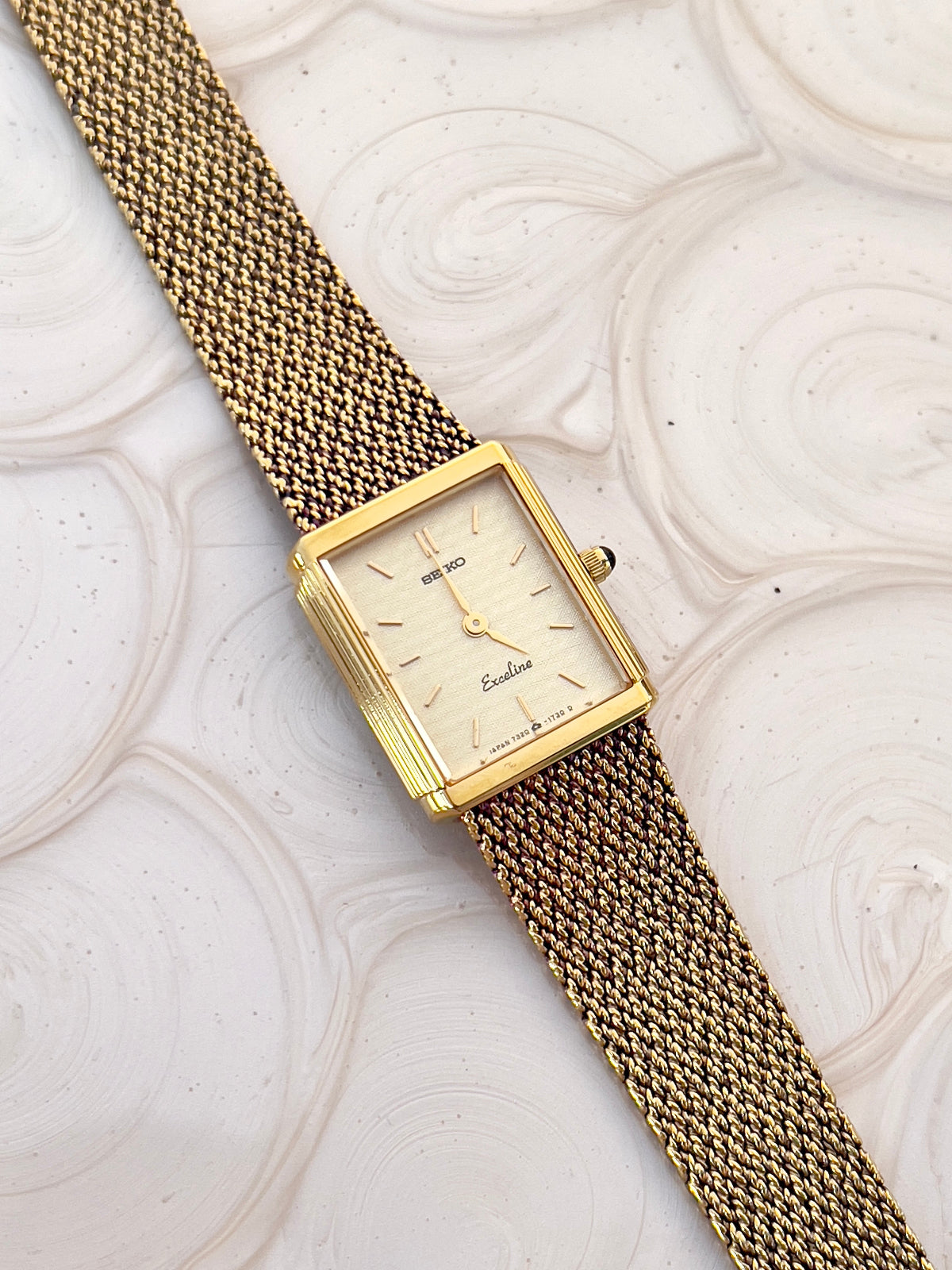 Seiko Exceline Champagne Dial Gold Tone Tank Women's Watch — product photograph 6