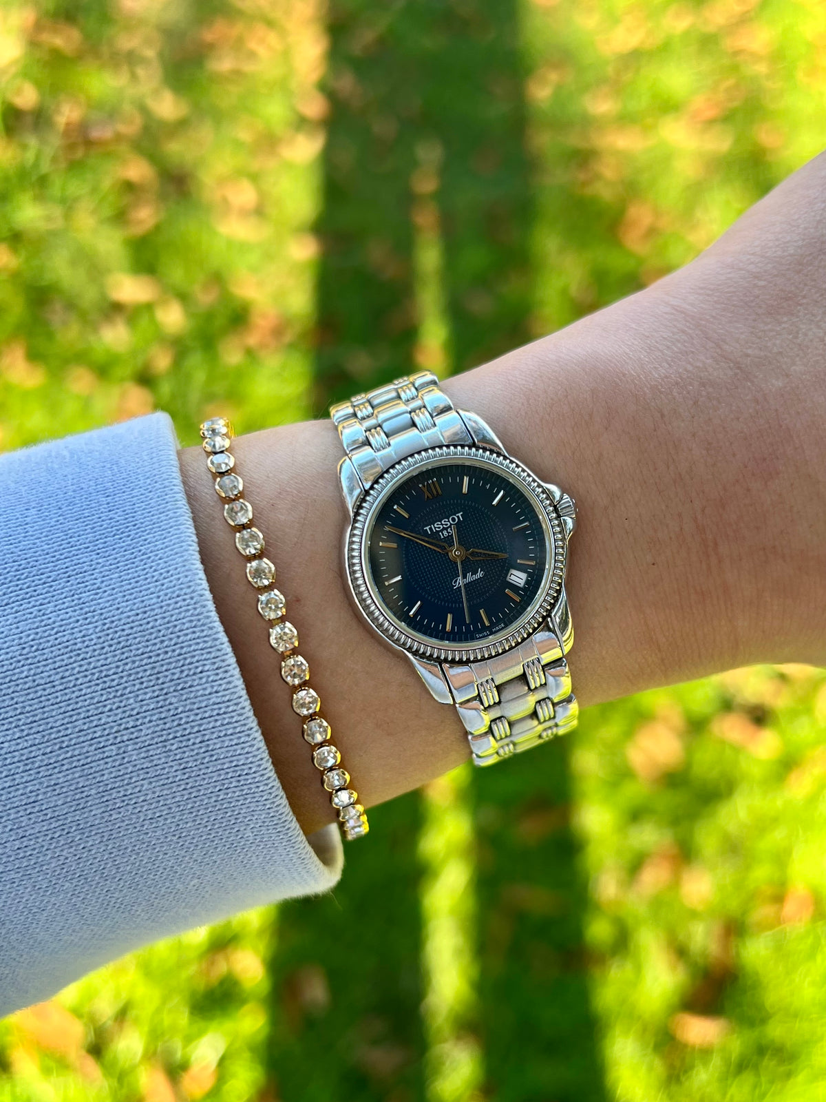 Tissot Ballade Ladies’ Watch with Navy Blue Dial, front view of a vintage women's watch at Gilded Hour.