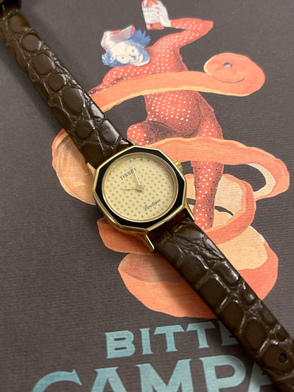 Tissot Boutique Dotted Dial Gold Octagonal Women’s Watch, product view.