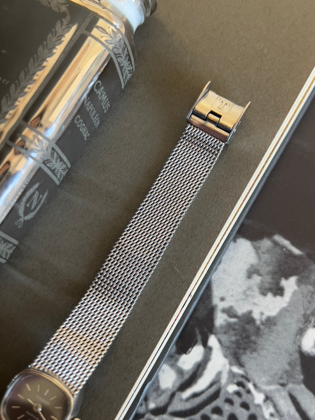 Tissot Saphir Dark Dial Silver Cushion Women's Watch — product photograph 5, Gilded Hour NZ.