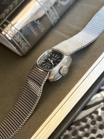 Tissot Saphir Dark Dial Silver Cushion Women's Watch — product photograph 6, Gilded Hour NZ.
