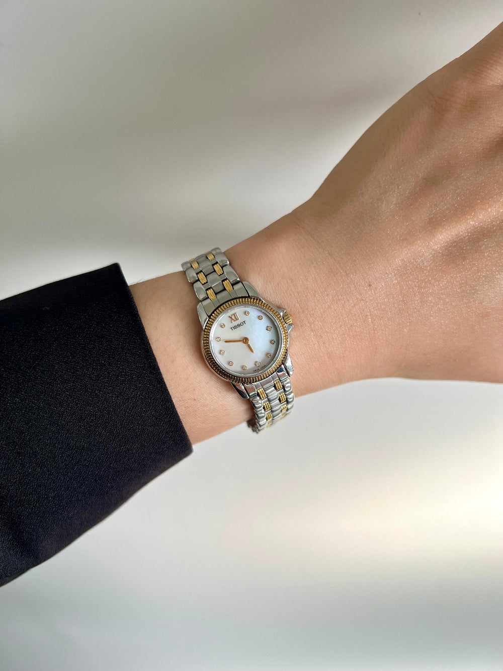 Tissot Mother of Pearl Diamond Accent watch — on the wrist