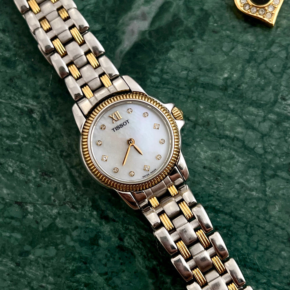 Tissot Mother of Pearl Diamond Accent watch — dial detail