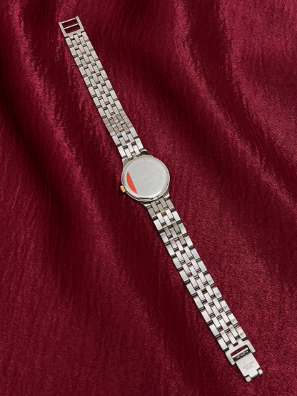 Tissot Gold Sunburst Dial Two Tone Women’s Watch, bracelet underside and caseback.