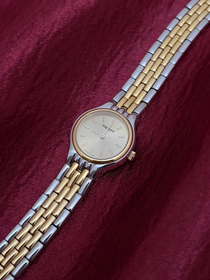 Tissot Gold Sunburst Dial Two Tone Women’s Watch, product view.