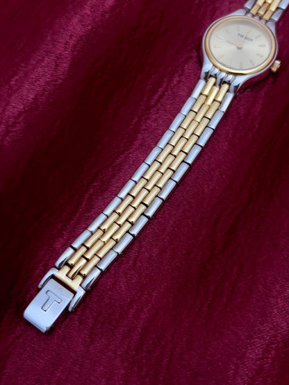 Tissot Gold Sunburst Dial Two Tone Women’s Watch, product view.
